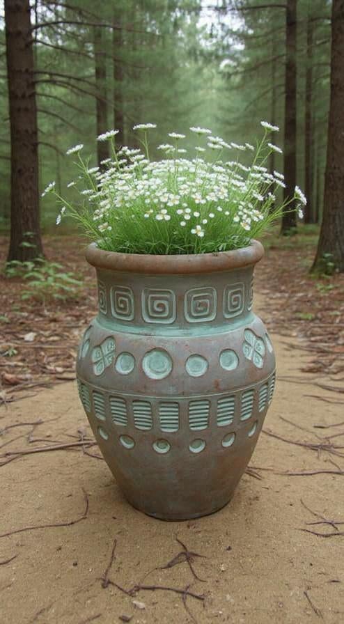 Kruik met boeket bloemen tuindecoratie voor Pasen, Tuin en Terras, Tuinvazen, Ophalen of Verzenden, Nieuw