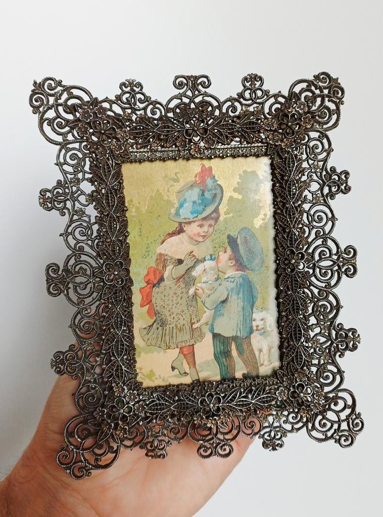 Antiek loden fotokadertje, Ophalen of Verzenden