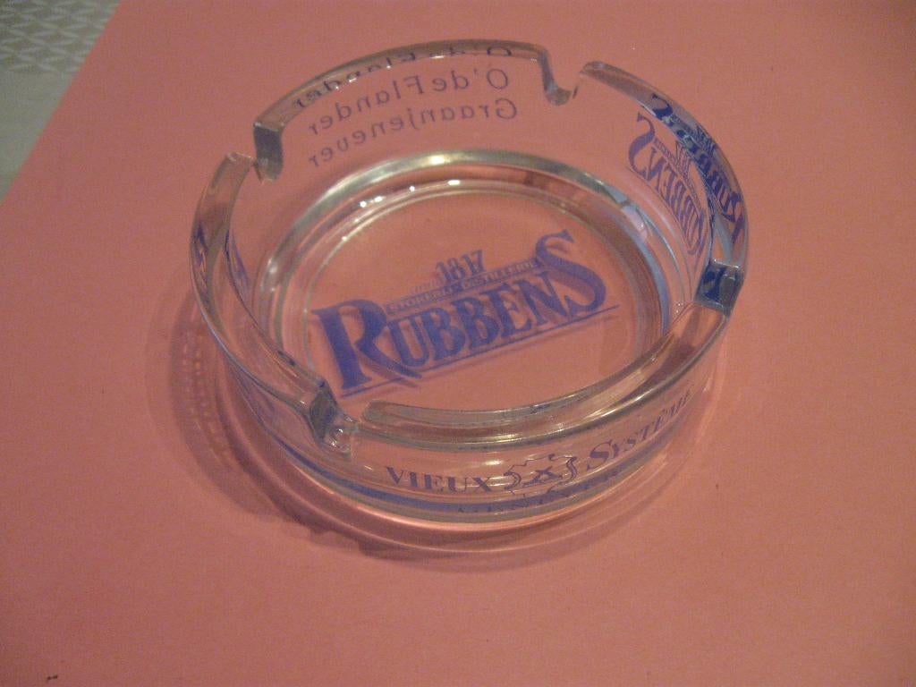 Oude glazen asbak Stokerij - Distillerie Rubbens . anno1817, Collections, Marques de bière, Comme neuf, Autres types, Autres marques