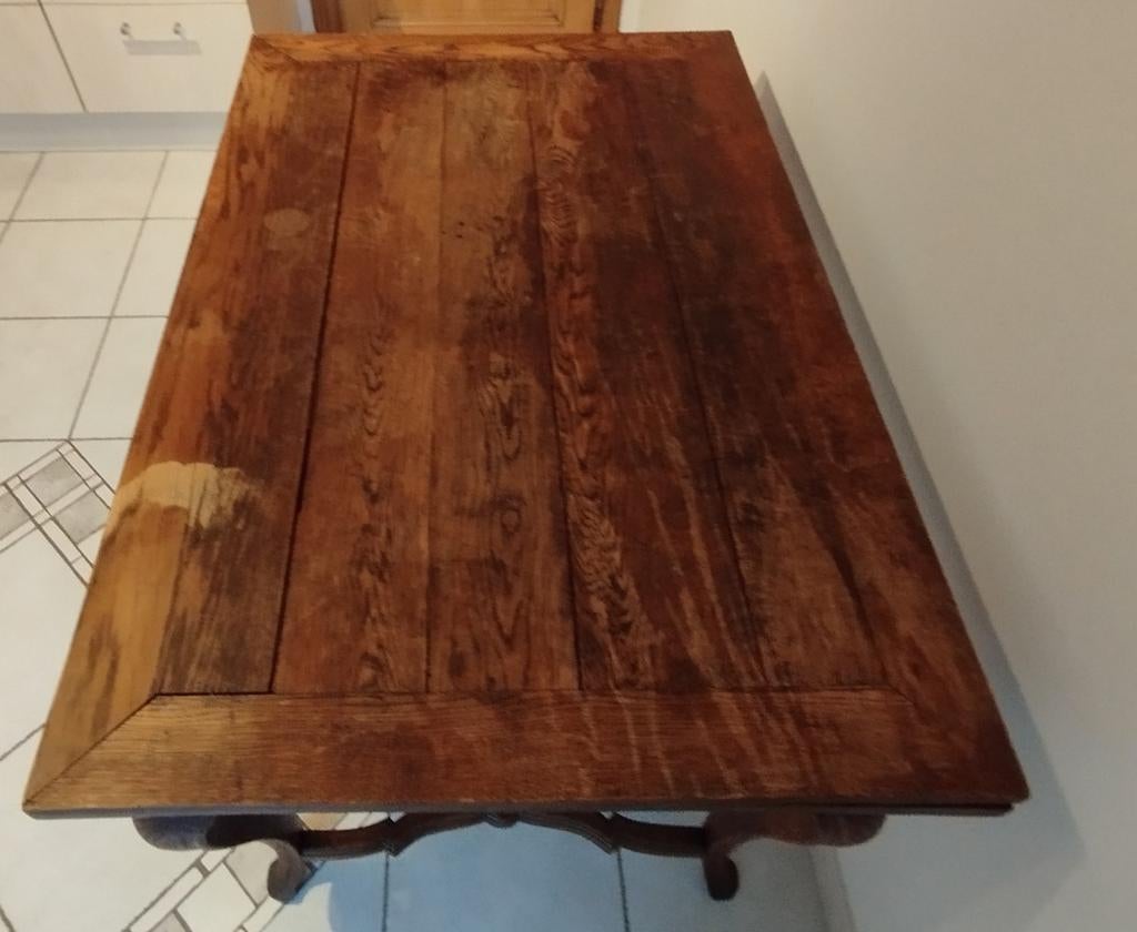 Table en chêne massif avec rallonges., Enlèvement, Chêne