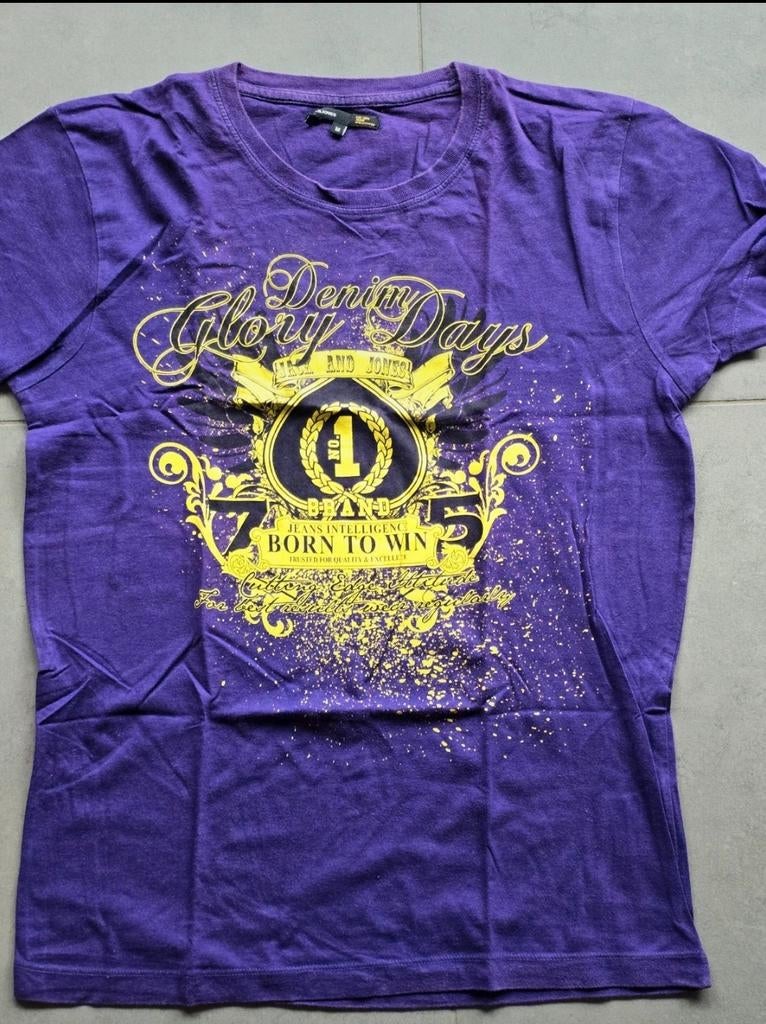 Paars print T shirt Jack and Jones maat M, Kleding | Heren, Ophalen of Verzenden, Zo goed als nieuw, Maat 48/50 (M), Paars