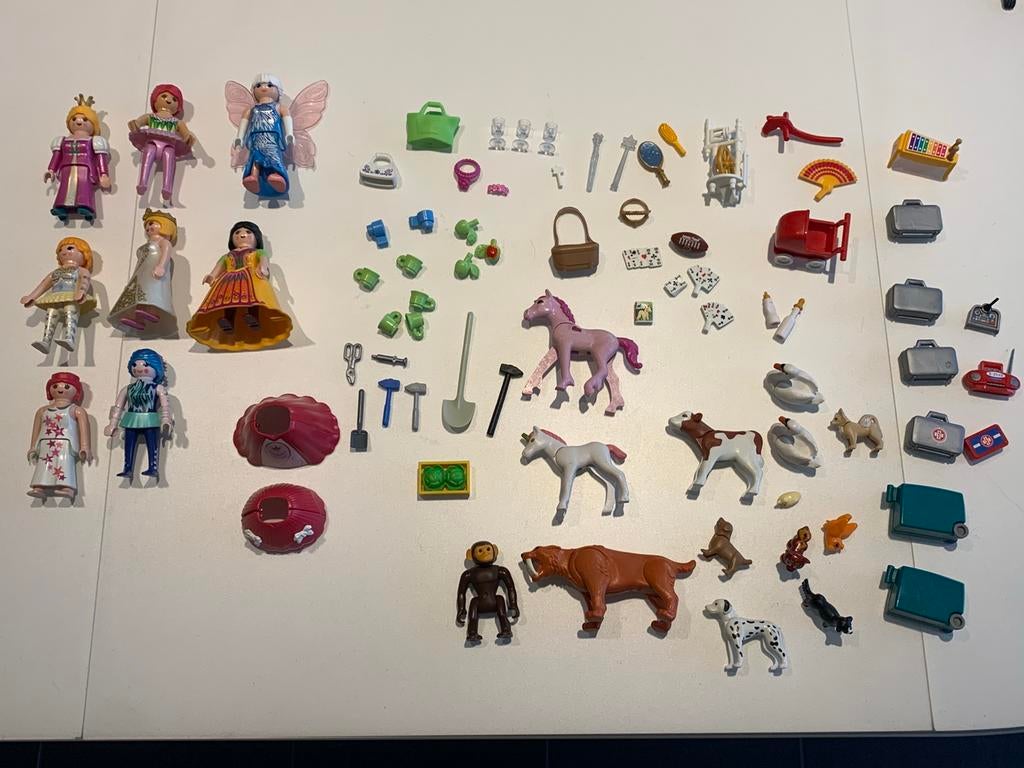 Mooi lot Playmobil: Prinsessen, Feeën, Dieren en Koffers, Enlèvement, Utilisé, Playmobil en vrac