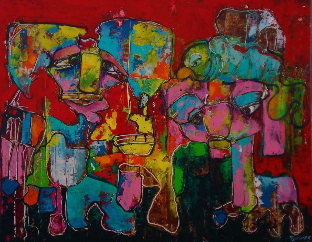 Georges de Groot, Dos Amigos, Antiek en Kunst, Kunst | Schilderijen | Modern, Ophalen of Verzenden
