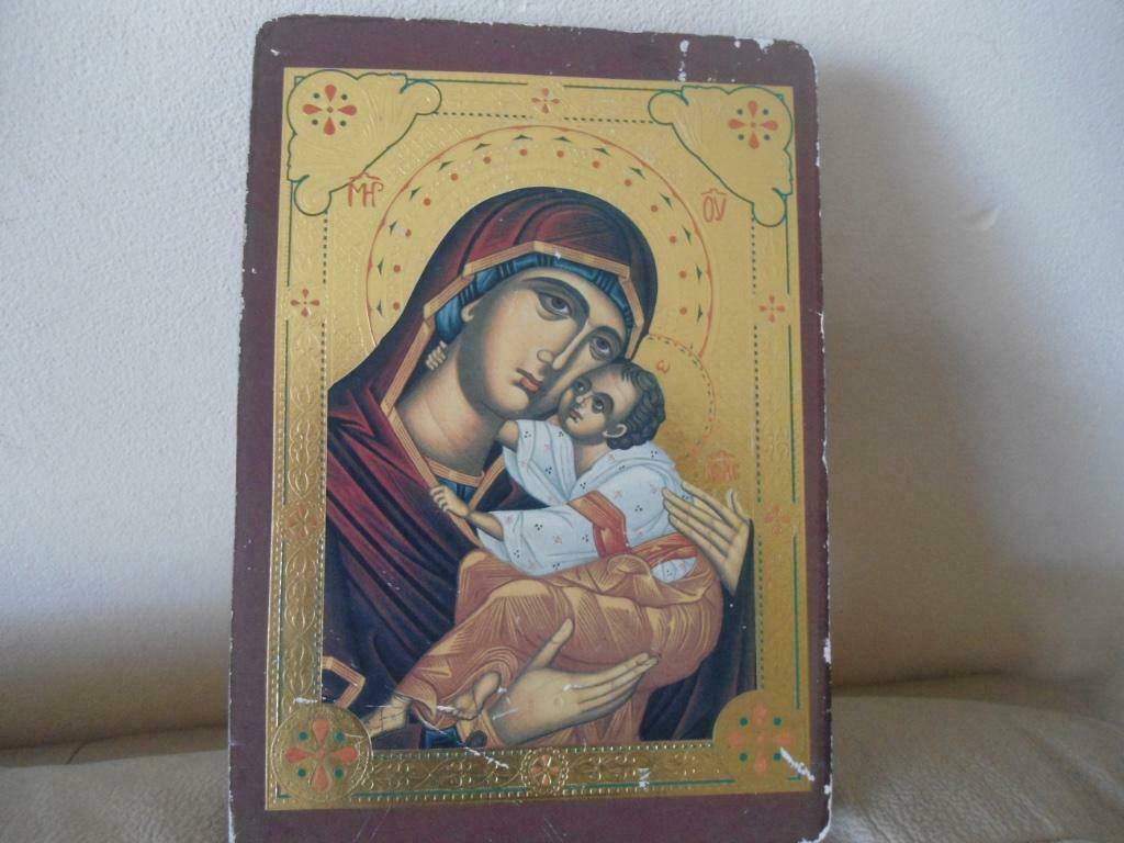 Très Belle icône d'art byzantine feuille d'or dans son jus., Ophalen of Verzenden