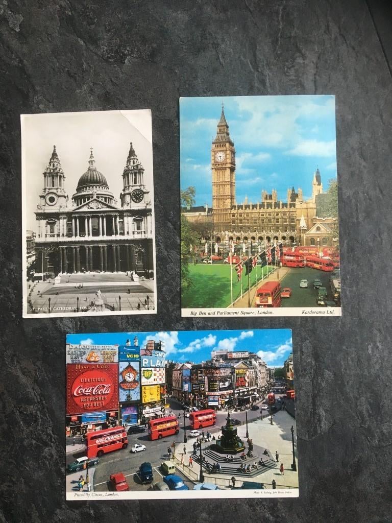 Londen - Big Ben - St. Paul's Cathedral - Piccadilly Circus, Ophalen of Verzenden, Engeland