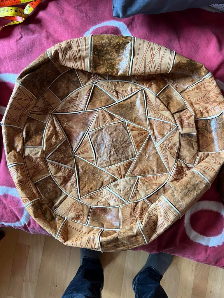 Set van 4 Marokkaanse/Egyptische handgemaakte leren poefs, Ophalen, Zo goed als nieuw