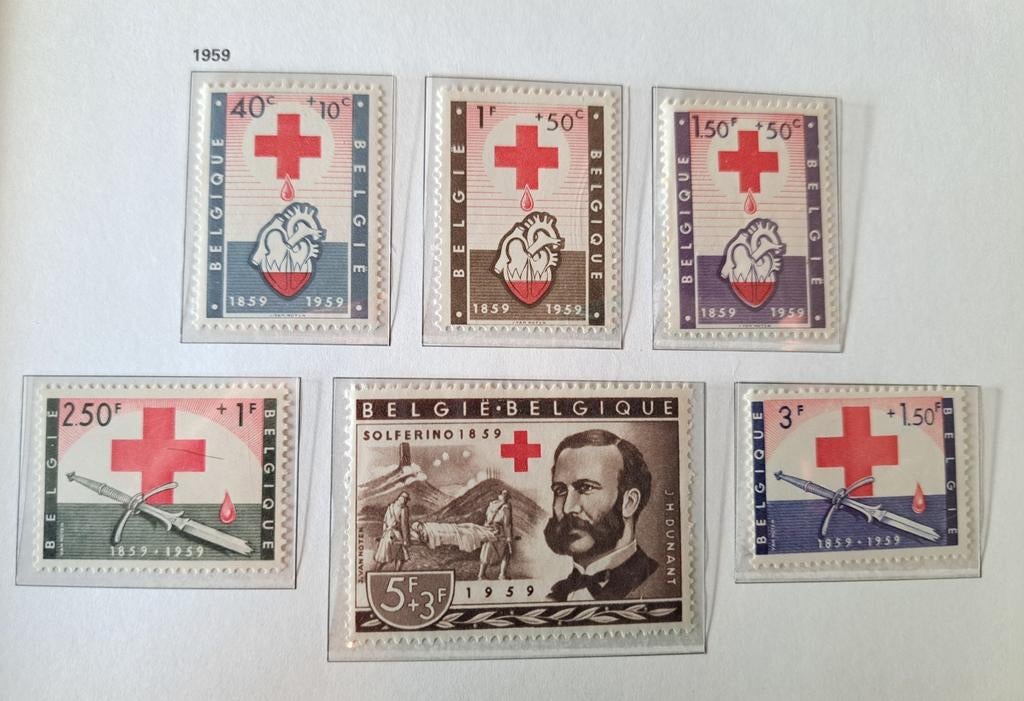 Belgique OBP 1096-1101 ** 1959, Enlèvement ou Envoi, Non oblitéré, Neuf, Croix-Rouge