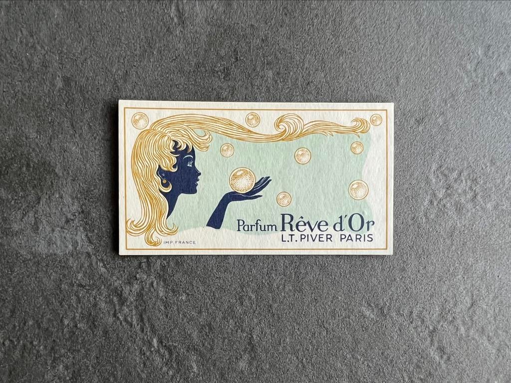 Carte échantillon ancienne parfum Rêve d’Or de Piver - Paris, Collections, Enlèvement ou Envoi, Comme neuf, Autres types