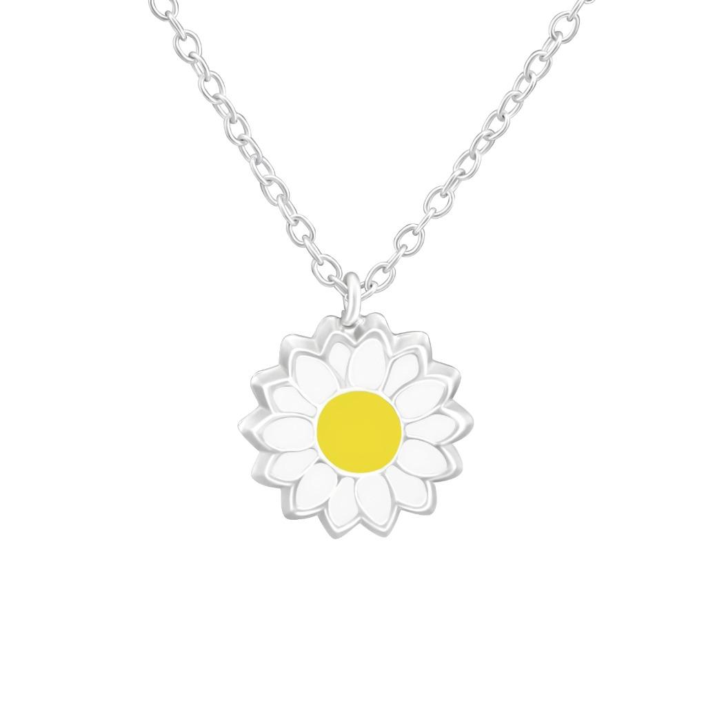 Kinderketting bloem 925 sterling zilver & epoxy, Ophalen of Verzenden, Nieuw, Ketting