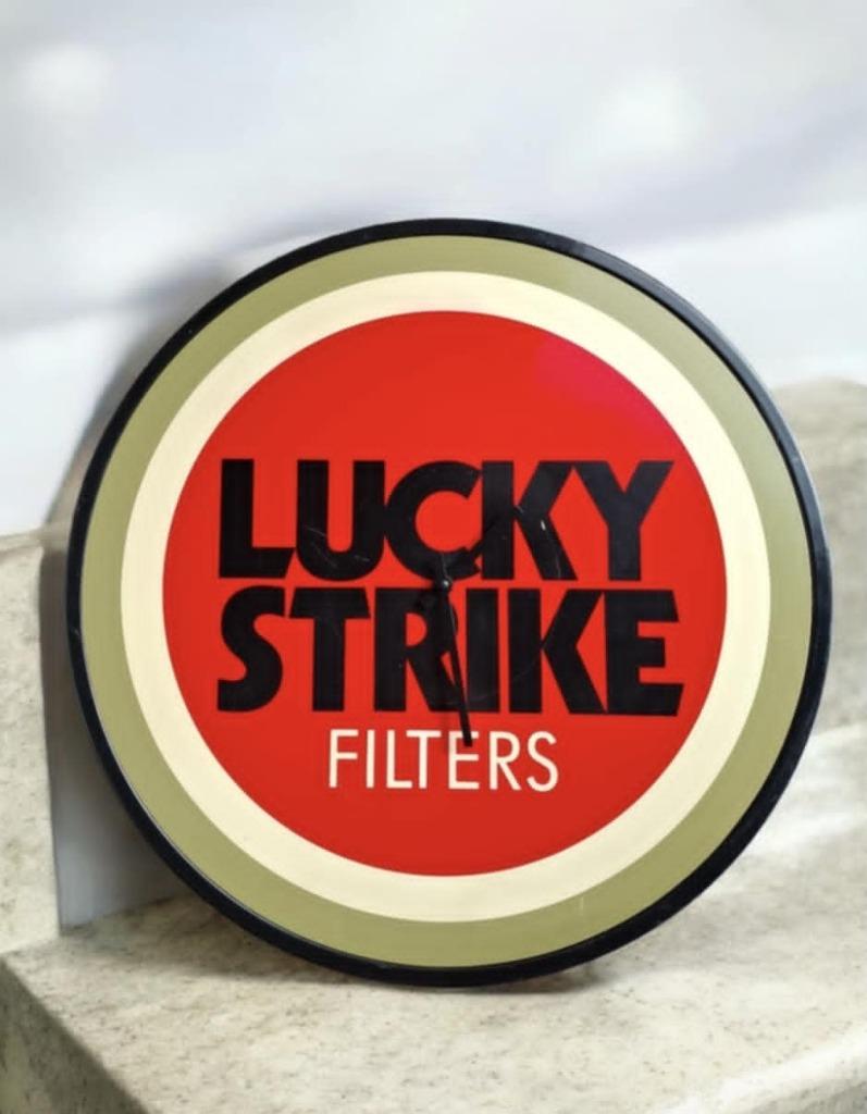 Grote Vintage Lucky Strike reclame wandklok, Enlèvement ou Envoi, Utilisé, Autres types