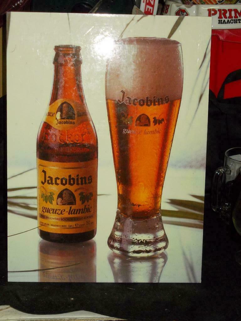 Beersign.Kartonnen Reclame.Gueuze.Lambic.Jacobins, Collections, Marques & Objets publicitaires, Enlèvement ou Envoi, Utilisé, Panneau publicitaire