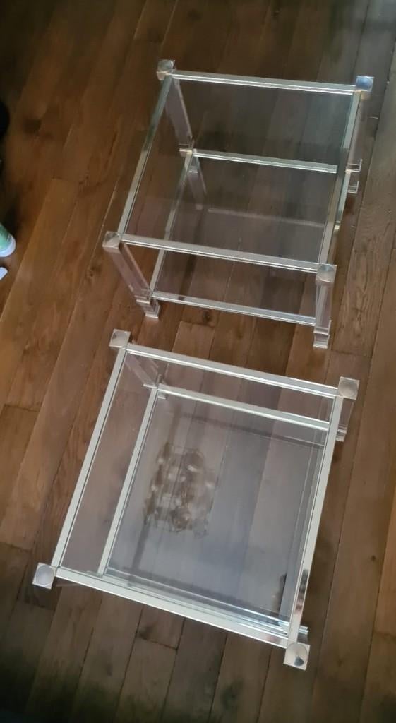 Pierre Vandel, Anthios collection, bijzettafels set, 70/80s., Moins de 50 cm, 50 à 100 cm, Carré, Enlèvement