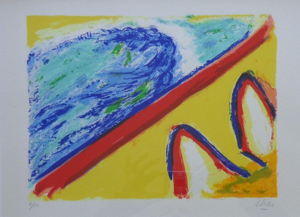 ETIENNE ELIAS / ELIZEE 1 / KLEURZEEFDRUK / 42x52cm / KADER, Antiek en Kunst, Ophalen of Verzenden