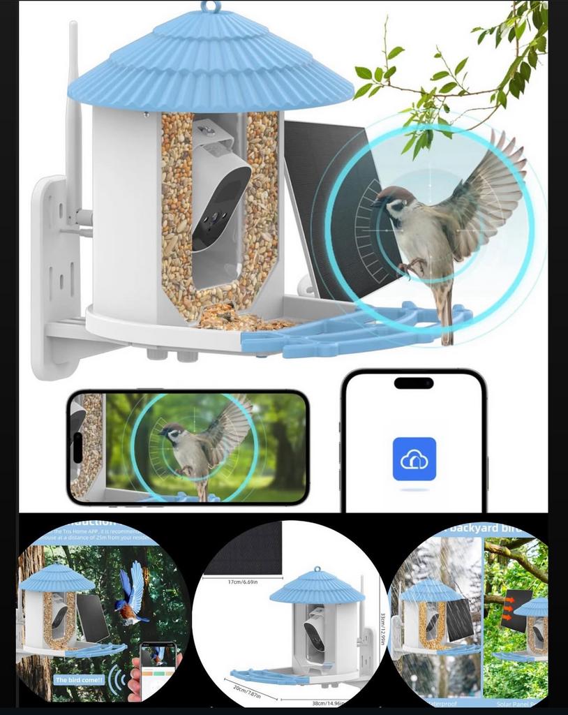 Smart Vogelvoederhuis met Wifi Camera ️ App - Zonnepaneel.., Tuin en Terras, Ophalen of Verzenden, Nieuw