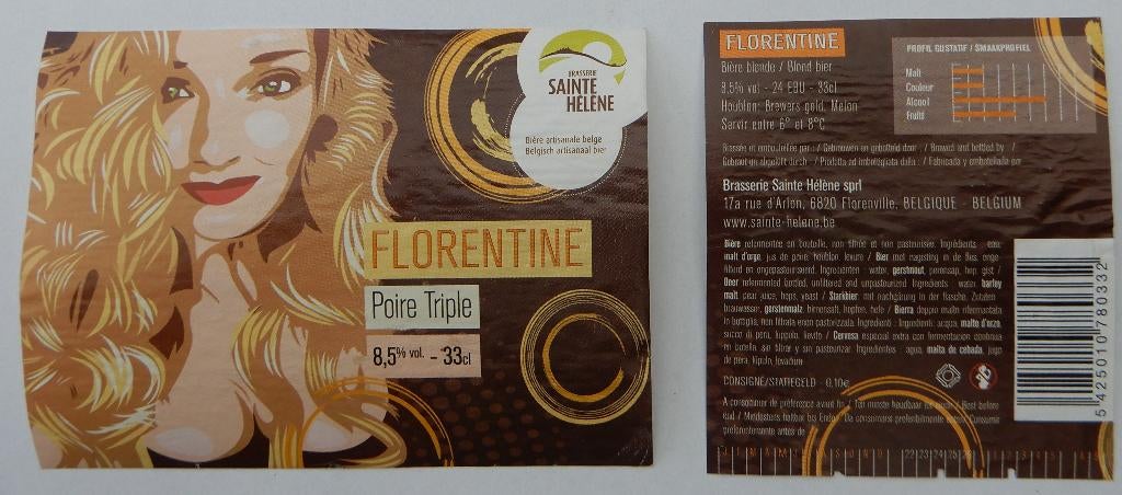 Bieretiket Florentine Brouwerij Sainte Hélène (12m5), Verzenden, Gebruikt