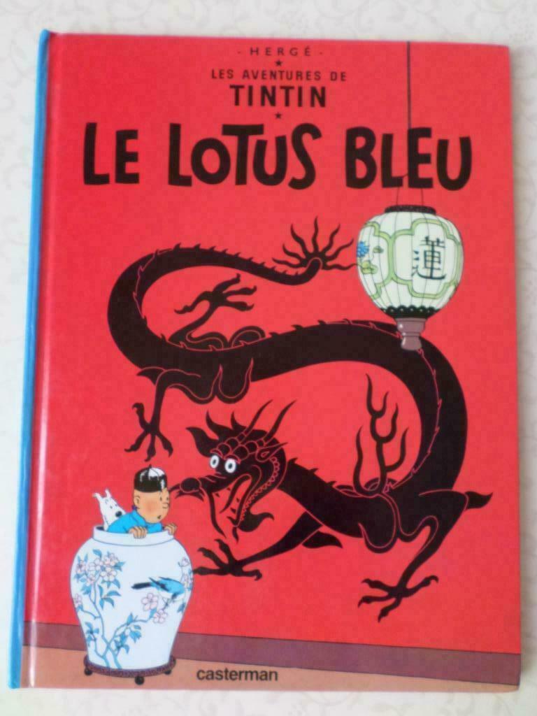 De avonturen van Kuifje De blauwe lotus Hergé Casterman 1982, Gelezen, Eén stripboek, Ophalen of Verzenden, Hergé