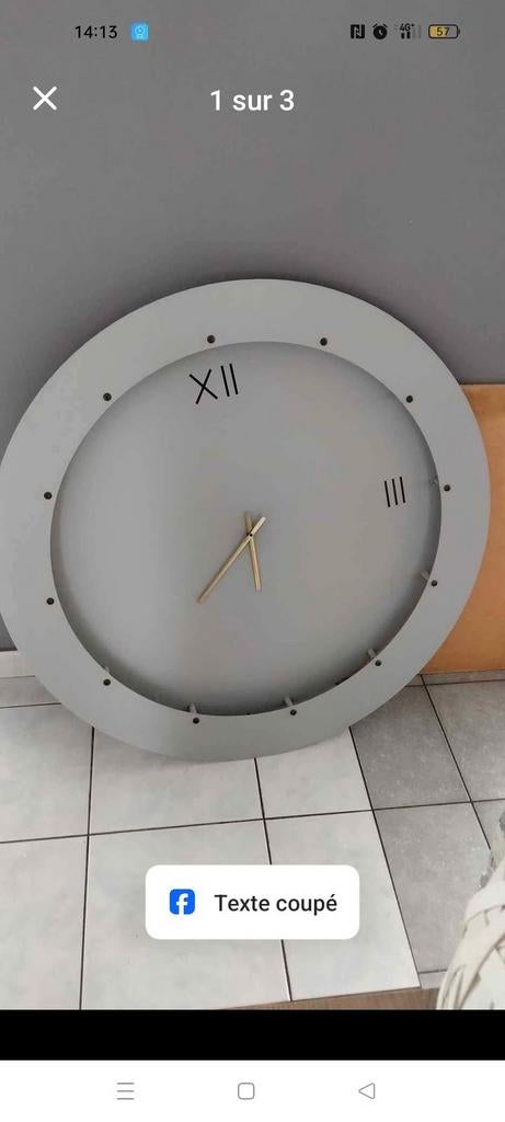 Grande horloge murale moderne en métal de 98 cm de diamètre, Enlèvement, Utilisé, Horloge murale