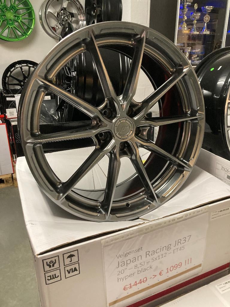 NIEUW Velgenset JR37 20x8,5 ET45 5x112 hyper black, Ophalen of Verzenden