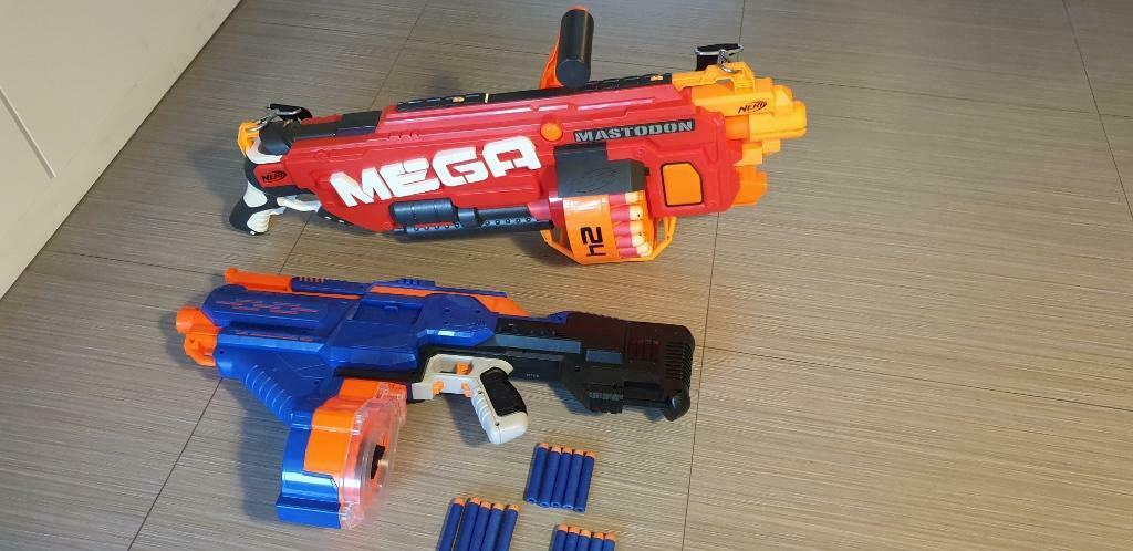 Nerf geweer MEGA MASTODON + Nerf ELITE N-STRIKE INFINUS, Enfants & Bébés, Jouets | Autre, Comme neuf, Garçon ou Fille, Enlèvement