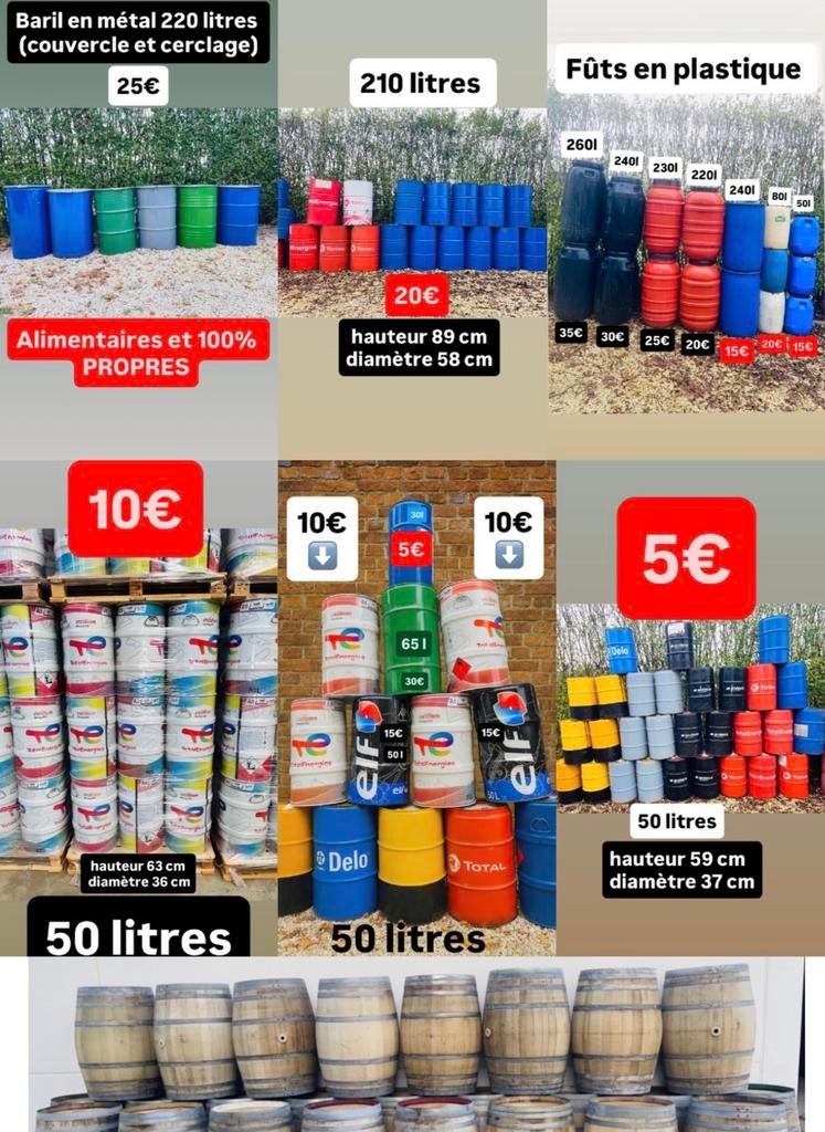 vat van metaal en kunststof en hout 30l>260l vanaf 5€, Ophalen of Verzenden, Zo goed als nieuw, Hout