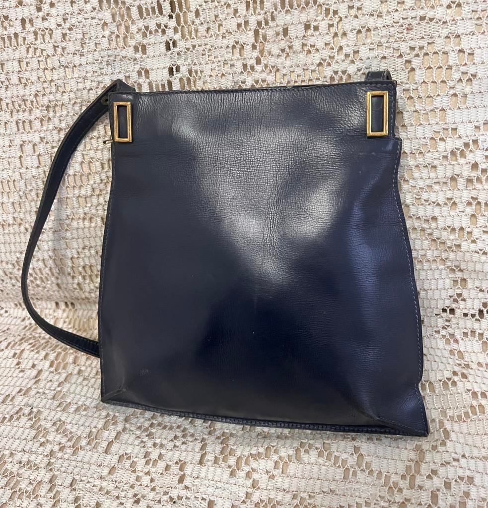 DELVAUX vintage marineblauwe leren tas, Handtassen en Accessoires, Ophalen of Verzenden, Zo goed als nieuw, Blauw