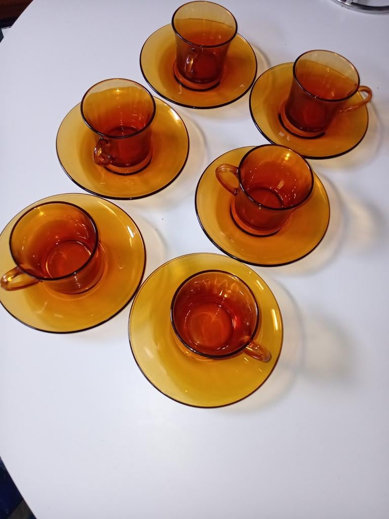 6 Tasses et sous tasses, Enlèvement ou Envoi, Verre, Utilisé, Autres styles