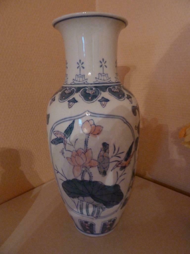 Ancien beau grand vase motif fleurs et oiseaux, Enlèvement, Comme neuf, Autres couleurs