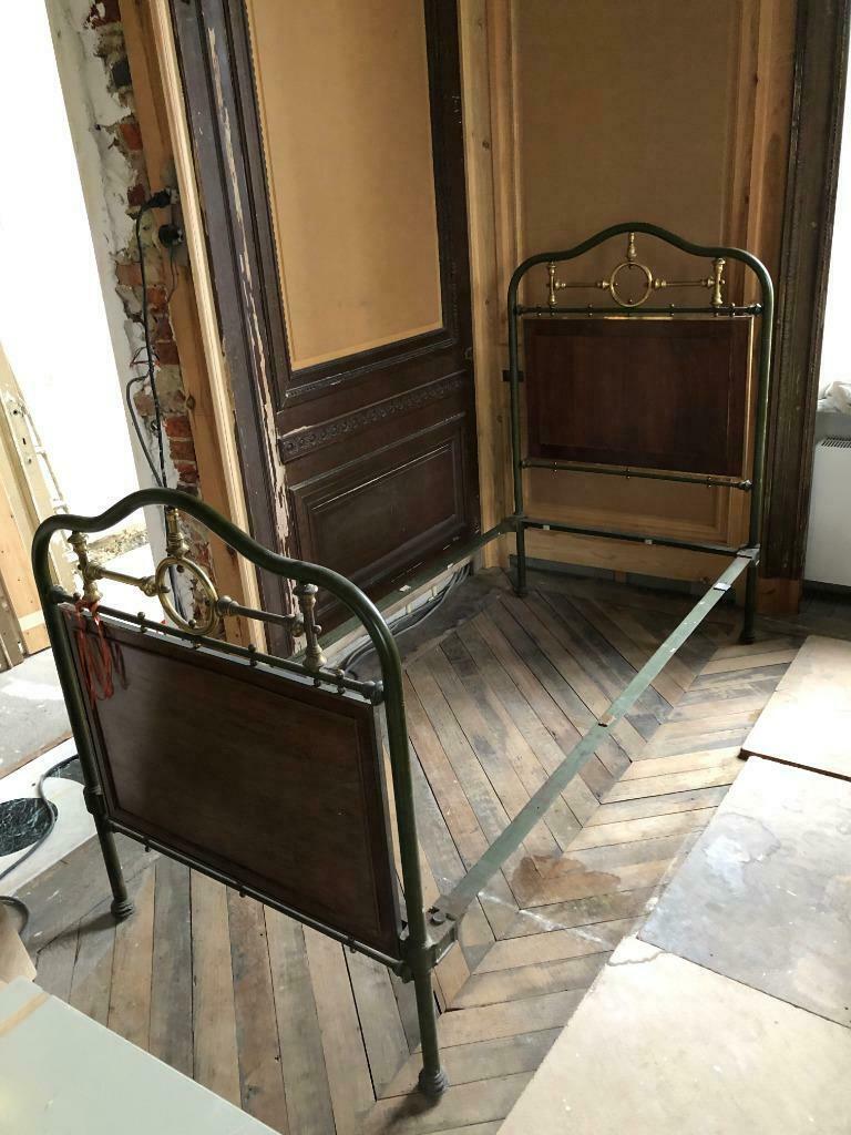 Cadre de lit métallique ancien, Enlèvement, Utilisé, Une personne, Vert