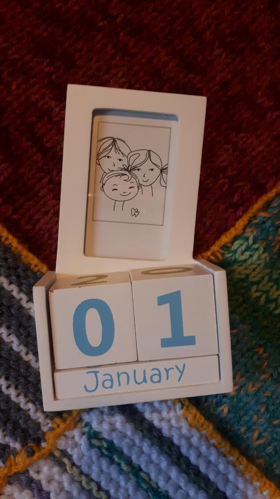 Houten kalender met foto, Enlèvement, Comme neuf