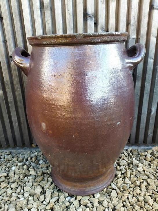 Geglazuurde keramische antieke keuken bewaarpot - 26x44cm, Gebruikt, Rond, Balkon, Aardewerk