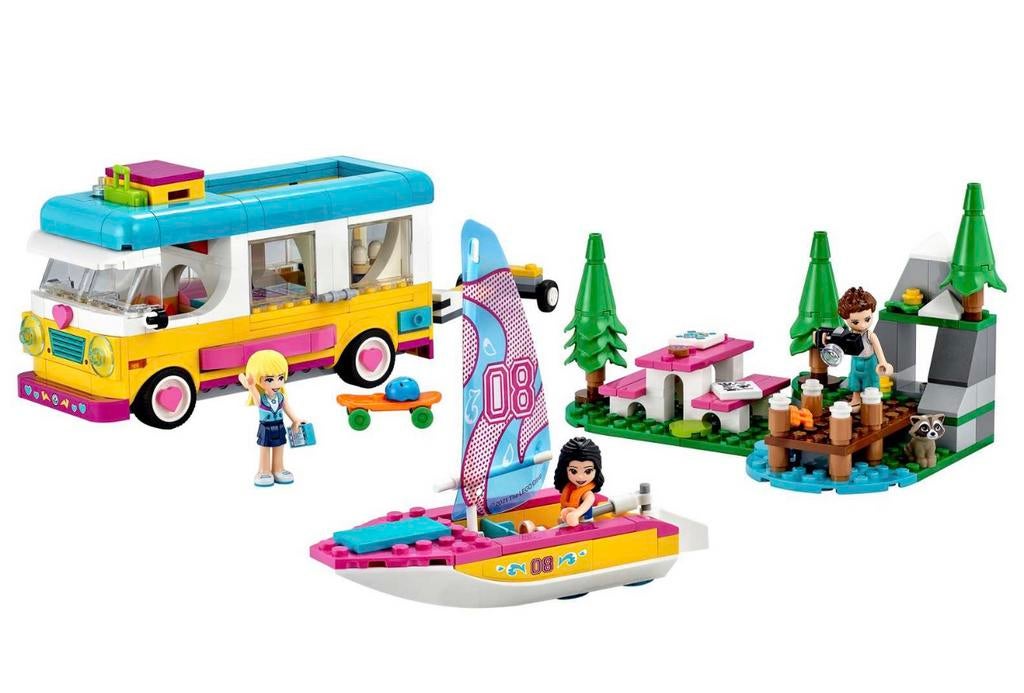 Lego Friends 41681 Le camping-car et le voilier de la forêt, Ophalen of Verzenden, Zo goed als nieuw, Complete set, Lego
