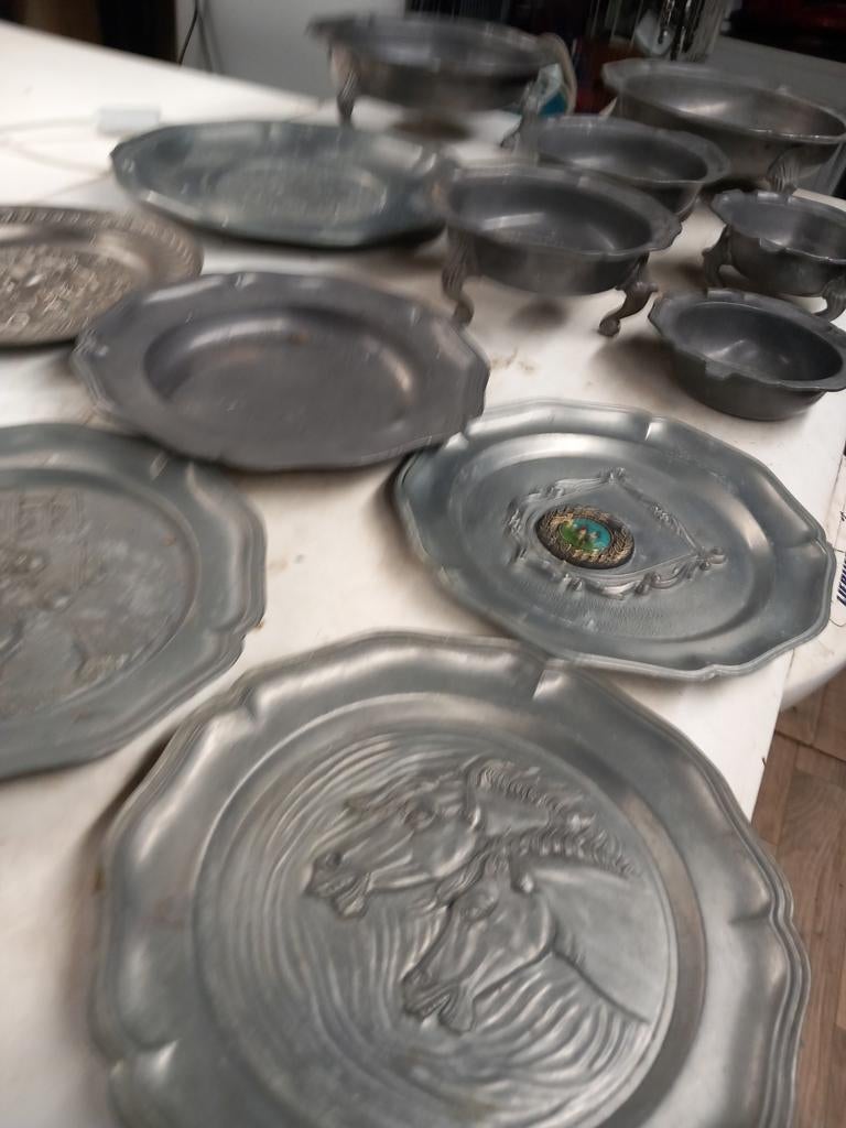 Diverse  sierschalen en  bakken in tinkleur, Antiek en Kunst, Ophalen of Verzenden