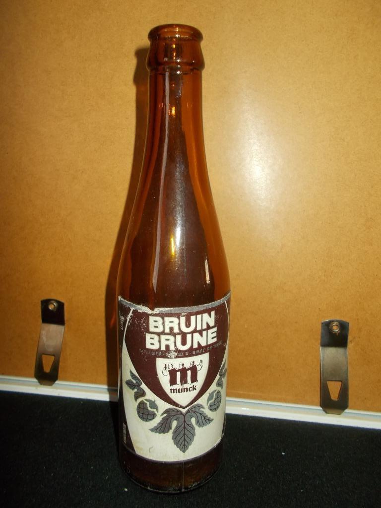 Lege bierfles 33cl met etiket MUNCK bruin - De Gomme, Verzamelen, Ophalen of Verzenden, Gebruikt, Flesje(s), Overige merken