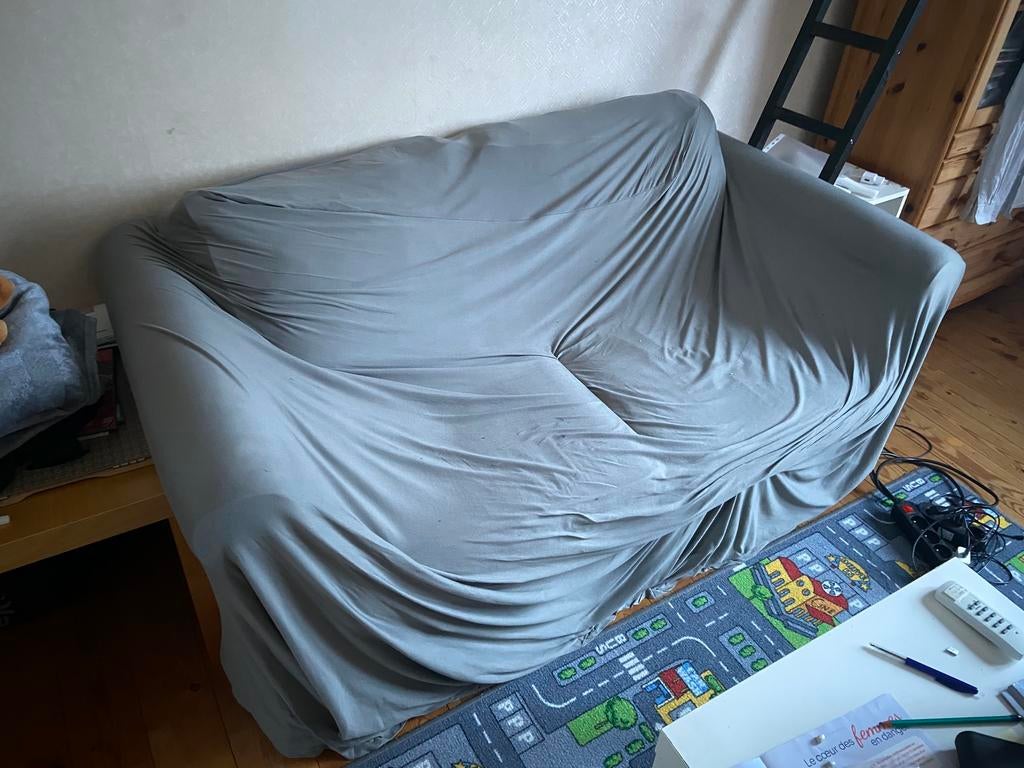 Canapé convertible à donner, Gris, 140 cm, Enlèvement, Utilisé
