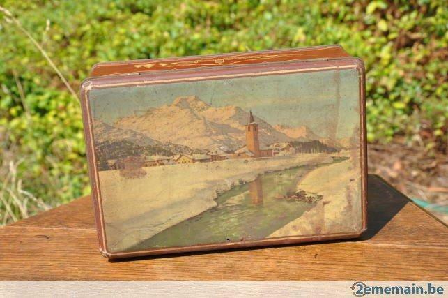 ancienne boite en fer paysage de neige van melle, Antiek en Kunst
