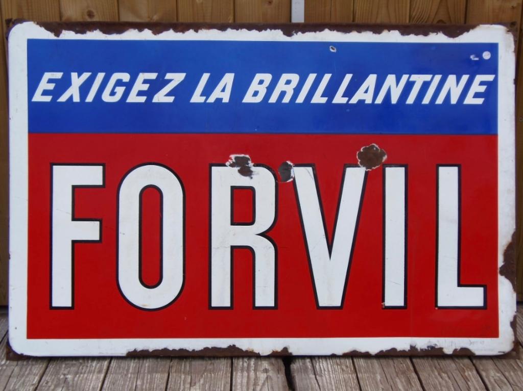 Oud antieke email FORVIL reclame bord, Ophalen