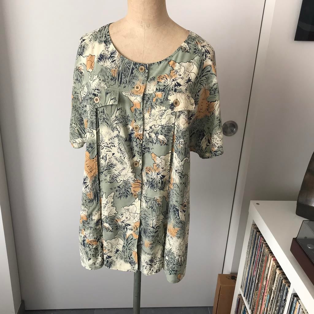 Vintage blouse safari look maat 44, Ophalen of Verzenden, Zo goed als nieuw, Maat 42/44 (L)