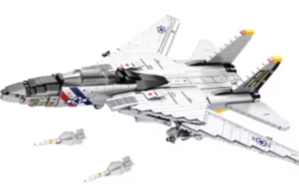 Bouwstenen set F14 straaljager met 1600 blokjes (55cm)