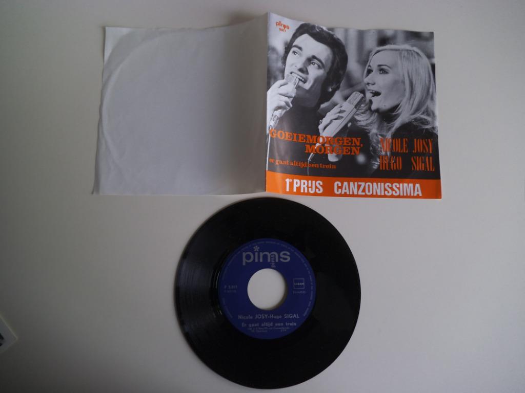 7" Nicole Josy en Hugo Sigal Goeiemorgen , morgen + foto, Cd's en Dvd's, Vinyl Singles, Ophalen of Verzenden, Gebruikt, Nederlandstalig