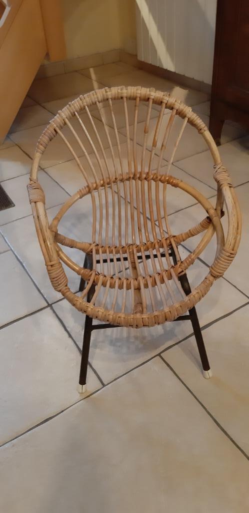 Chaise enfant en osier et fer vintage, Enlèvement, Utilisé, Chaise(s)