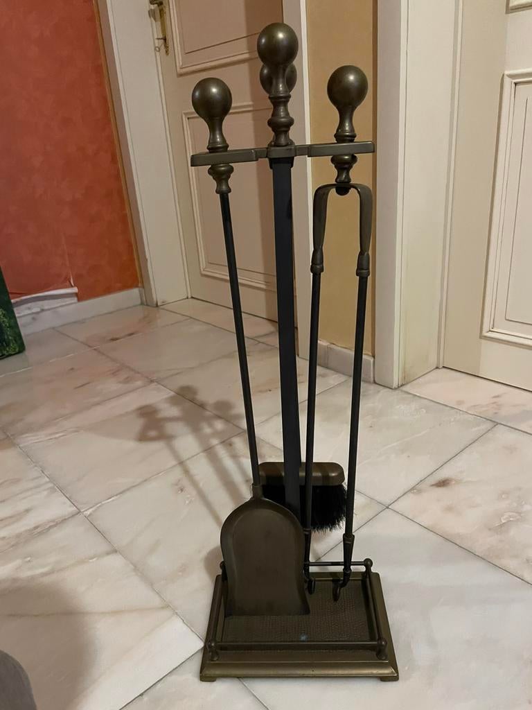 Serviteur de cheminée en laiton - tisonnier - set cheminée, Enlèvement ou Envoi