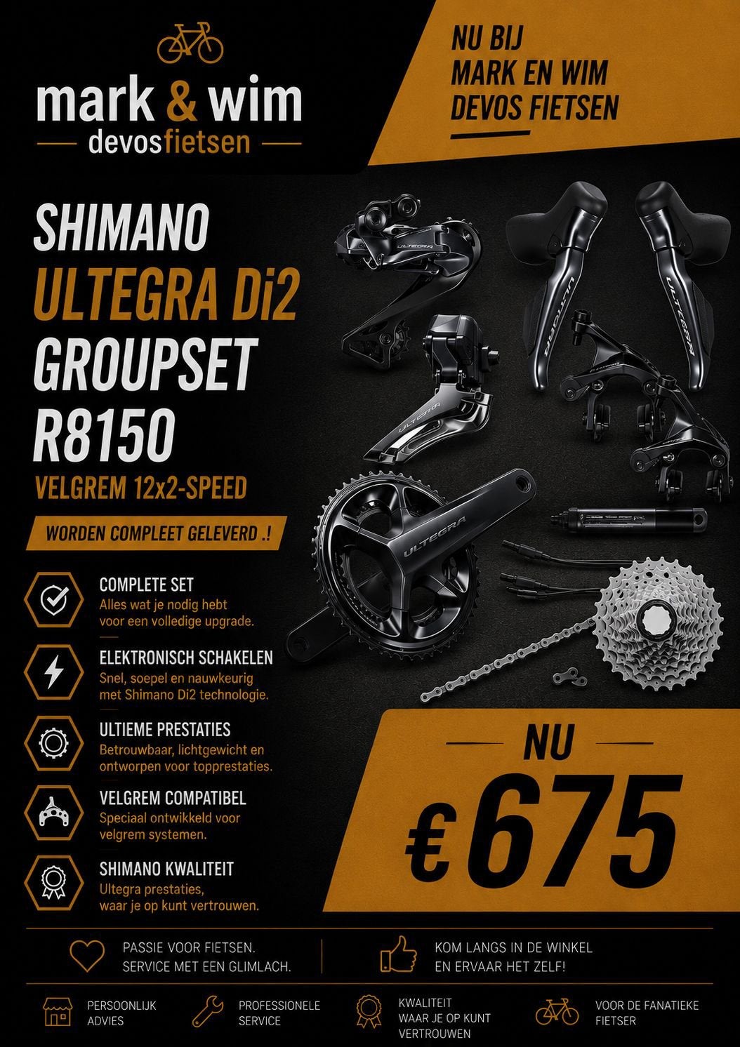 Nieuwe ultegra di2 12 speed rims groep €675,-, Ophalen