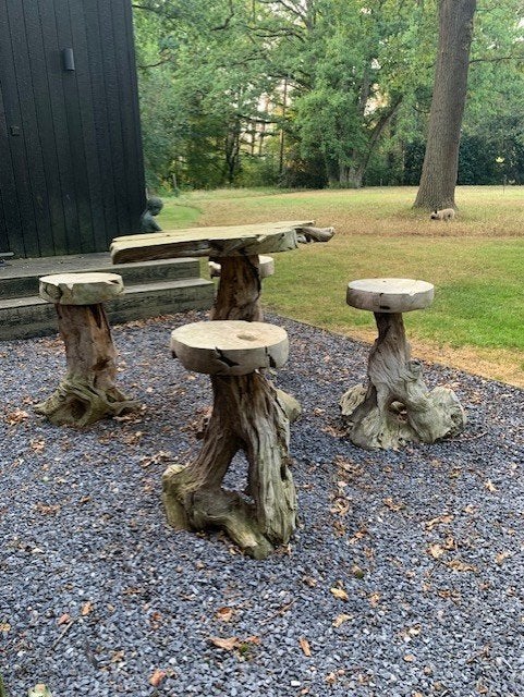 tuinset teak, Jardin & Terrasse, Ensembles de jardin, Utilisé, Salons de jardin, Bois de teck, 4 places, Enlèvement