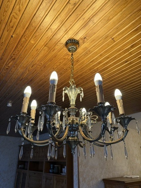 Lustre à 8 points lumineux, Maison & Meubles, Enlèvement, Comme neuf, Landelijk