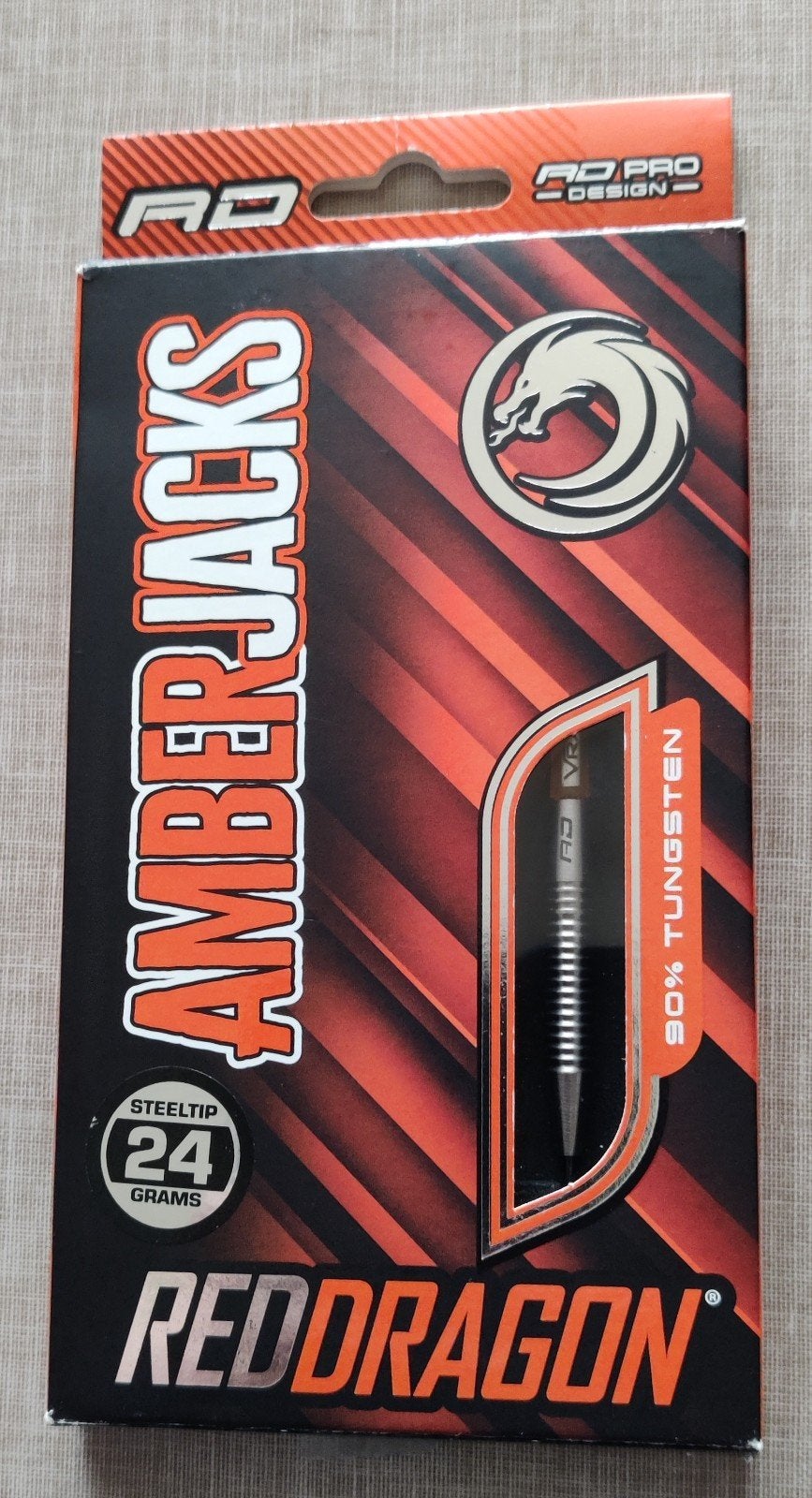 Dartspijlen Red Dragon Amberjacks 24 gram 90% Tungsten, Sport en Fitness, Darts, Ophalen, Zo goed als nieuw