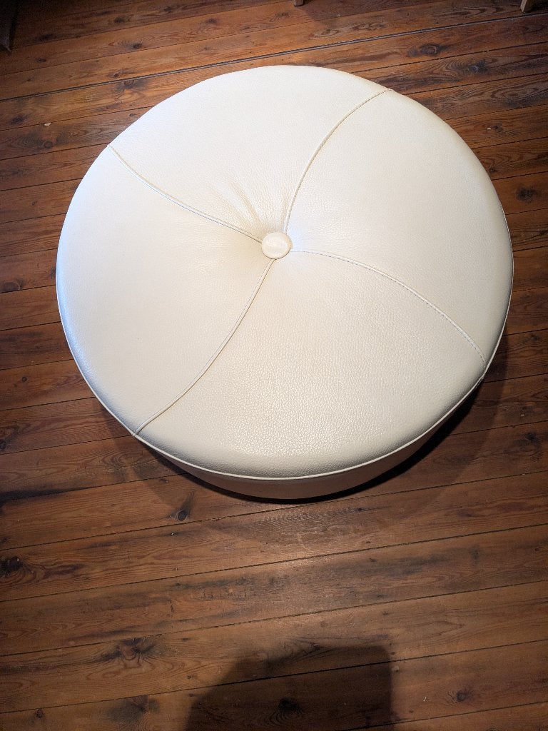 lederen poef, Ophalen, Rond, Leer, 75 tot 100 cm