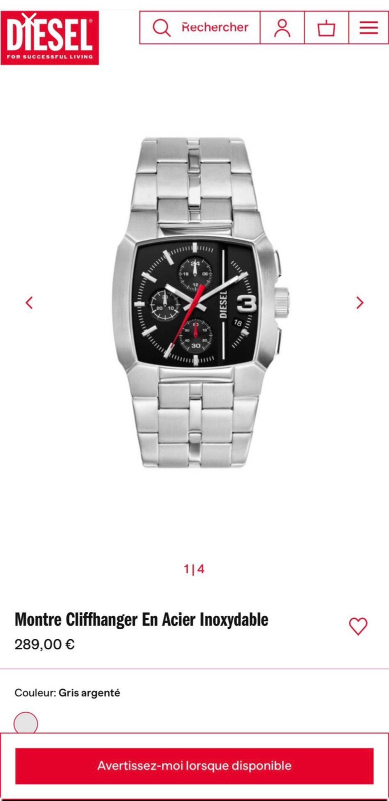 Montre Diesel Cliffhanger En Acier Inoxydable, Enlèvement, Comme neuf, Acier, Acier