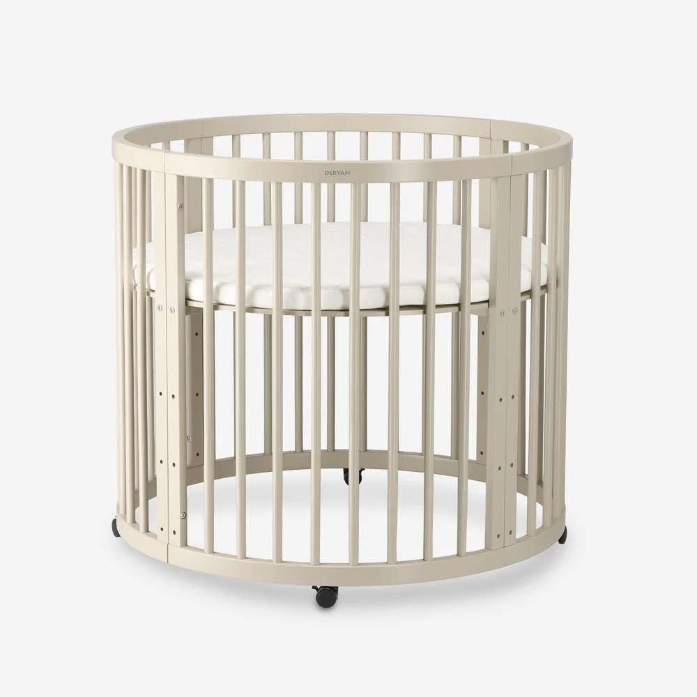 DERYAN Willow Houten Ronde Baby Box – Sand met Matras, Enlèvement ou Envoi, Comme neuf