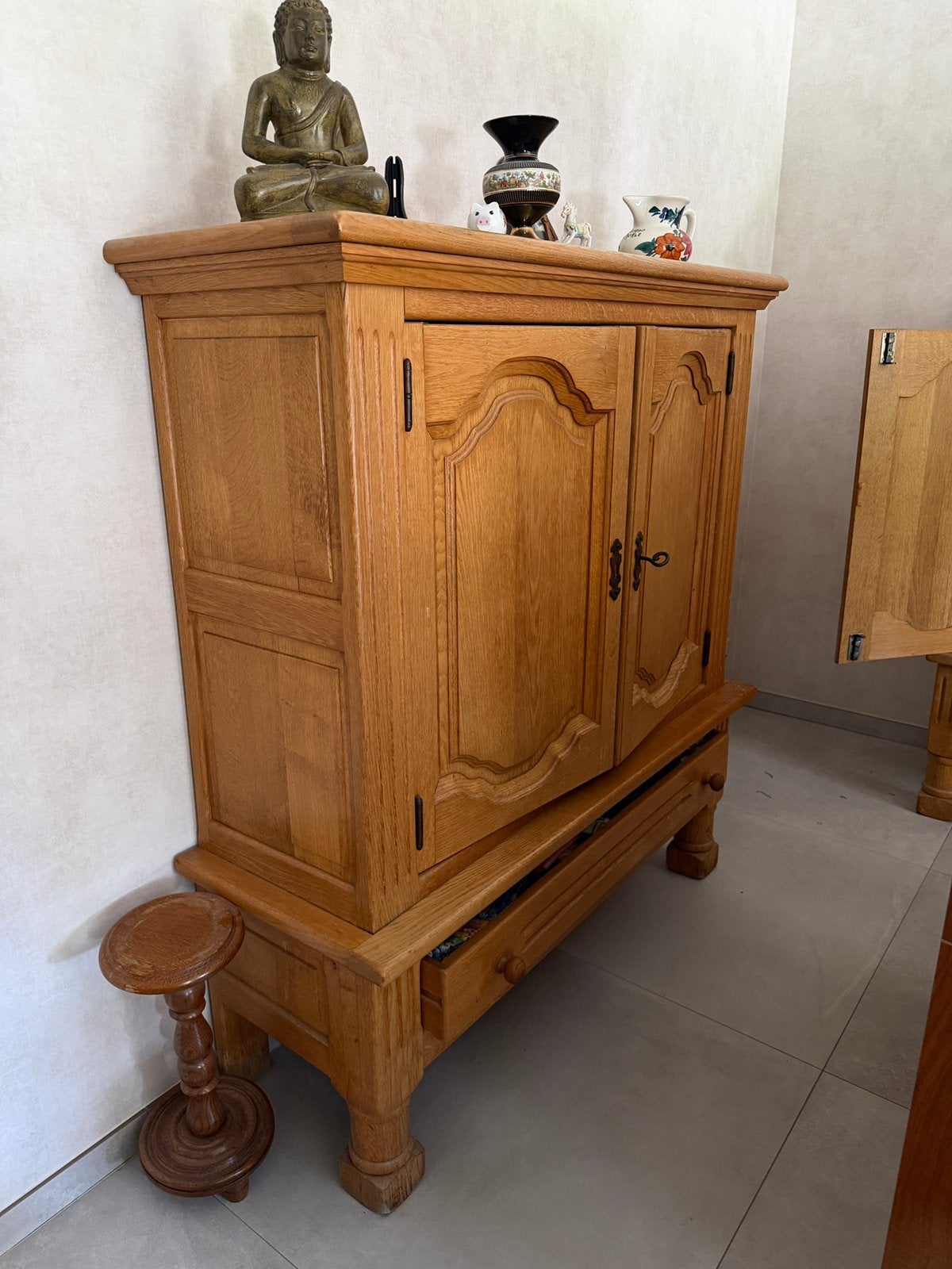 Massief eiken kast / dressoir met lade – landelijke stijl, Ophalen