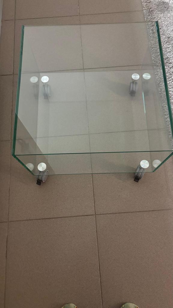 Dik glazen tafel, Ophalen, Zo goed als nieuw, Vierkant